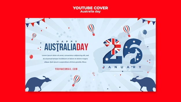 PSD gratuito cover di youtube per la celebrazione dell'australia day