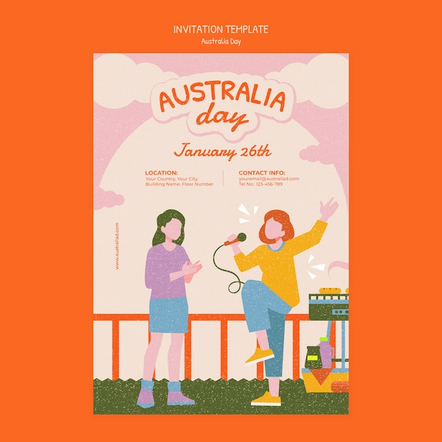 PSD gratuito disegno del modello del giorno dell'australia