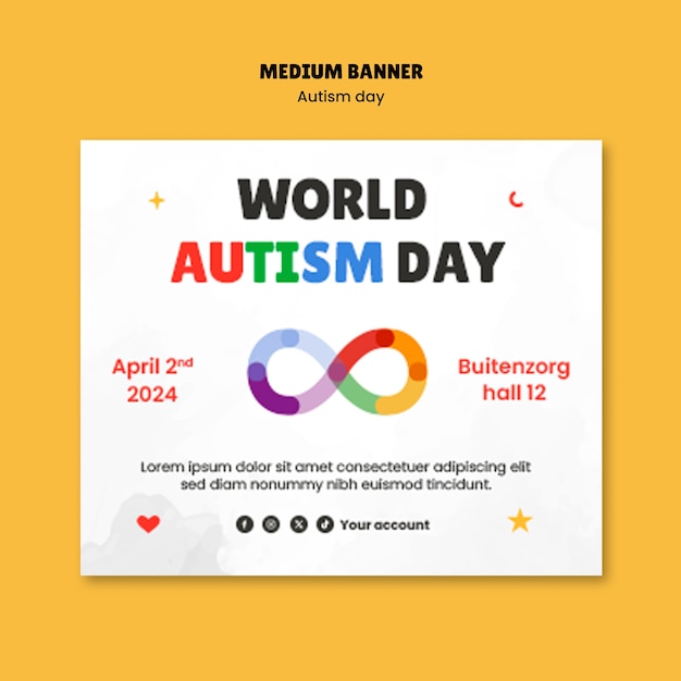 PSD gratuito modello di banner per la celebrazione della giornata dell'autismo