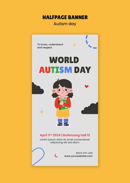 Autism day celebration  banner template