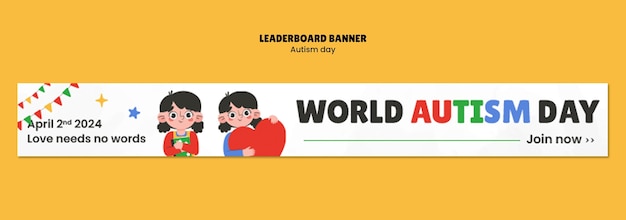 autism day celebration  banner template