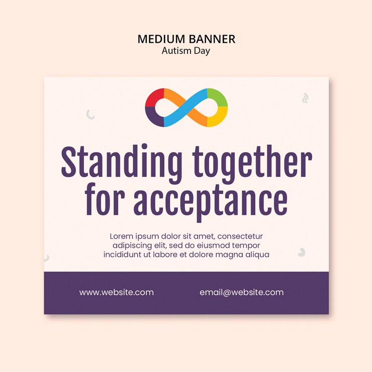 Free PSD autism day celebration  banner template