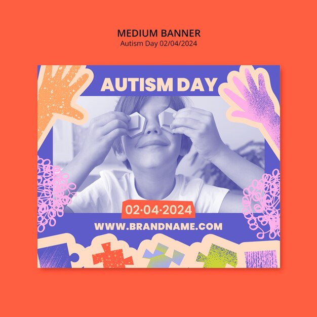 Autism day celebration  banner template