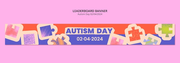 Free PSD autism day celebration  banner template