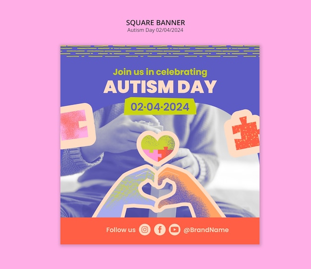 Free PSD autism day celebration  banner template