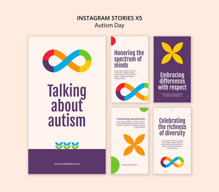 Free PSD autism day celebration  instagram stories