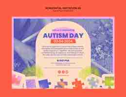 Free PSD autism day celebration  invitation template