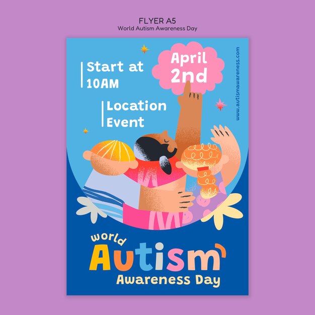 Autism day celebration  poster template