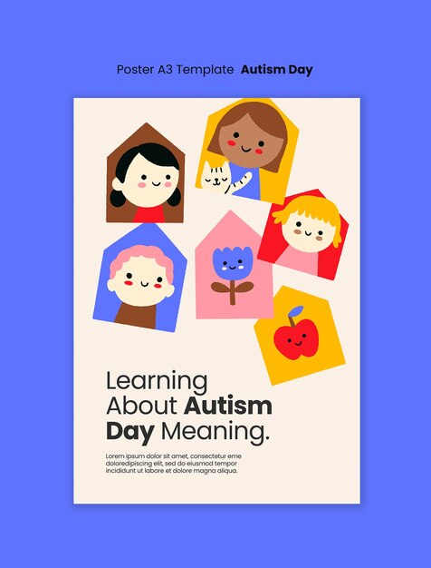 Autism day celebration  poster template