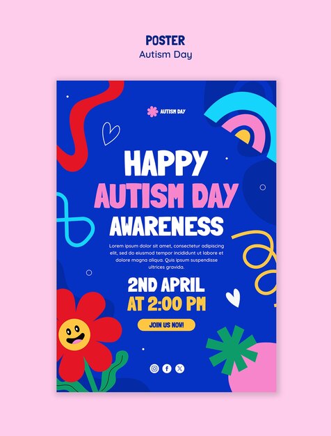 Autism day celebration  poster template