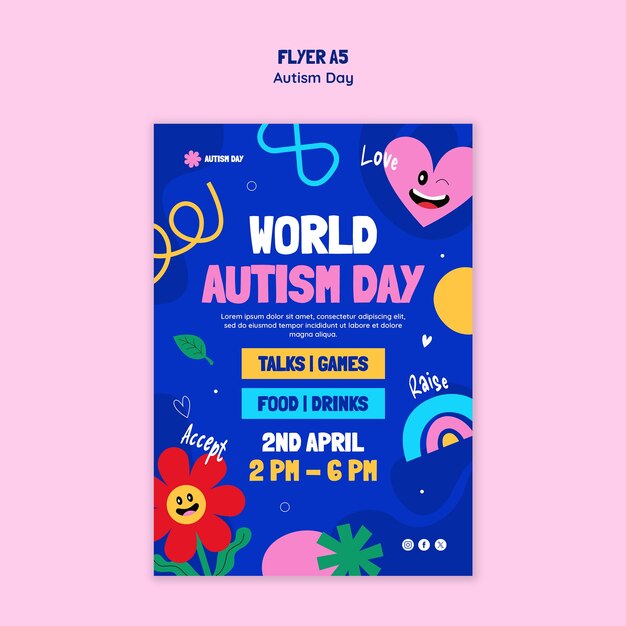 Autism day celebration  poster template
