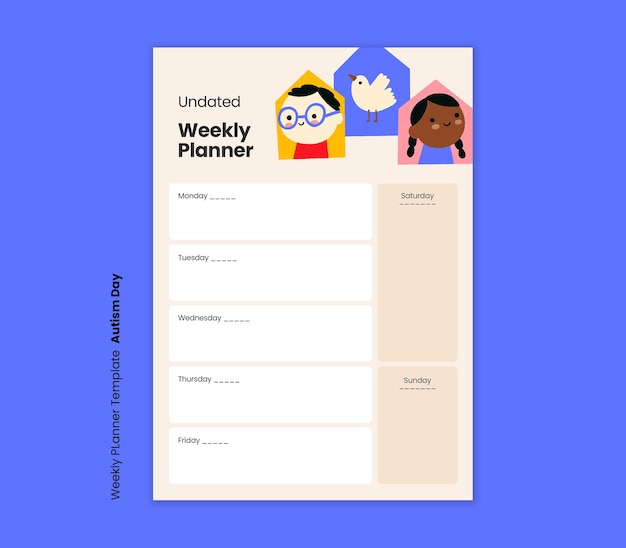 無料PSD 自閉症デー祝賀スケジュールテンプレート