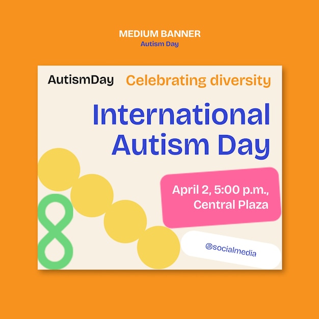 Free PSD autism day  template design