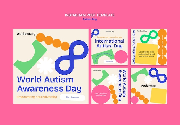 Free PSD autism day  template design