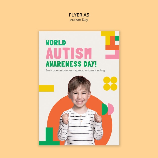 Free PSD autism day  template design