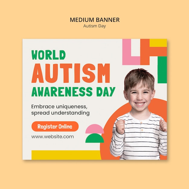 Free PSD autism day  template design