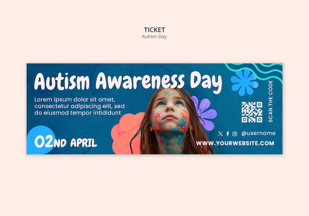 PSD gratuito disegno del modello del giorno dell'autismo