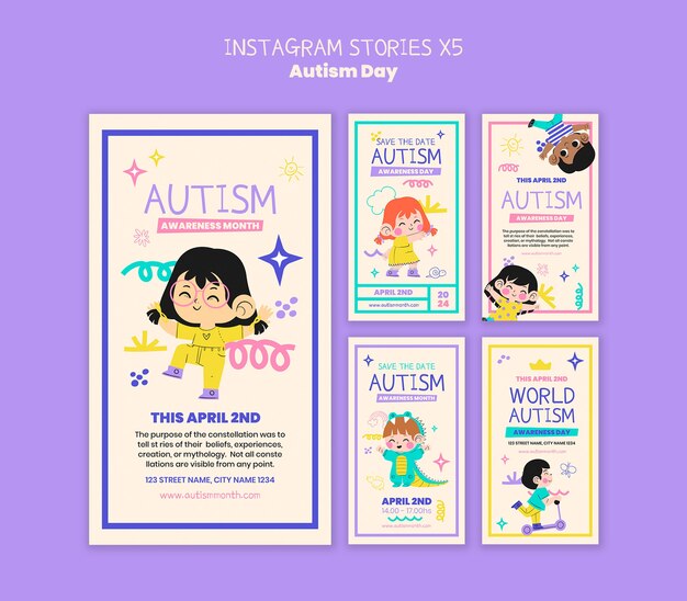 Free PSD autism day template design