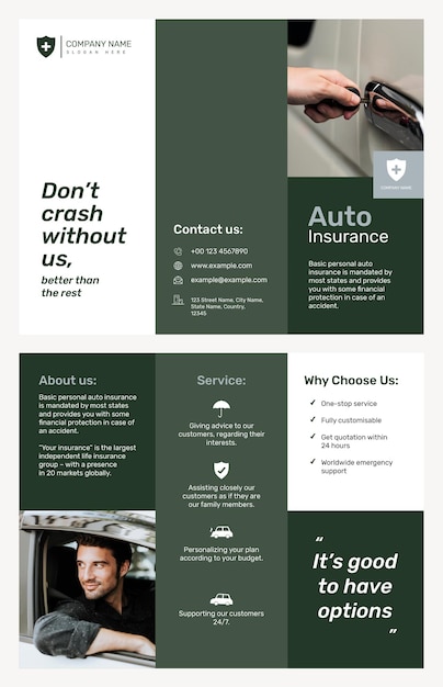 PSD gratuito modello di brochure di assicurazione auto psd con testo modificabile