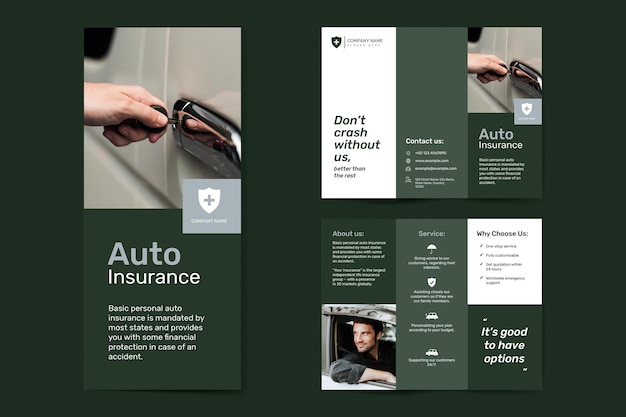 Auto insurance template psd with editable text set