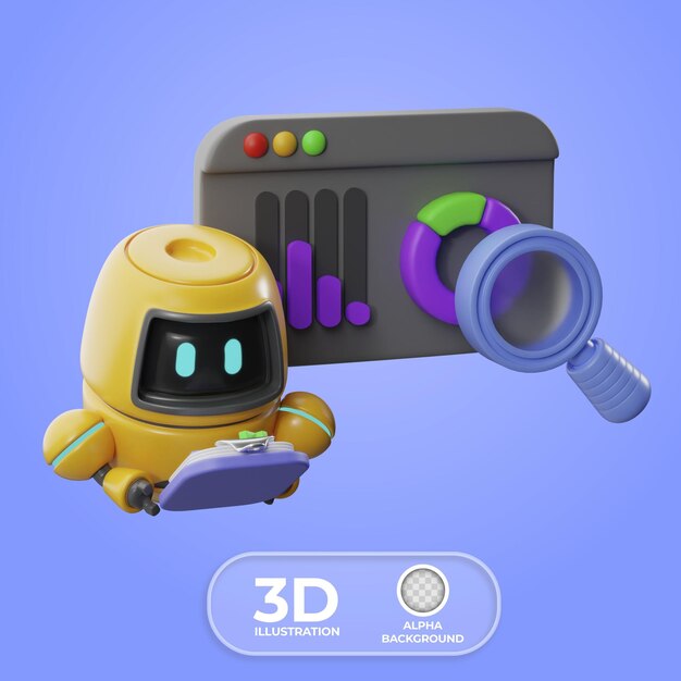 automated financial report 3d illustration