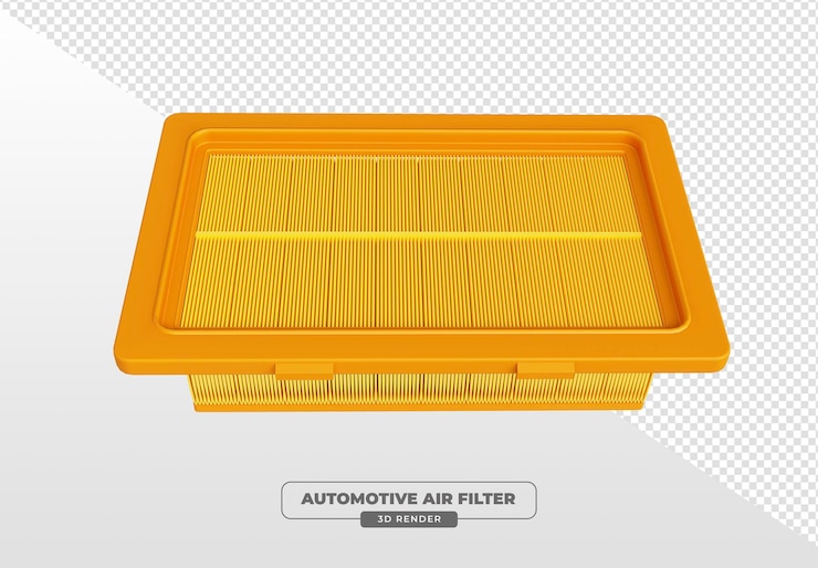 Free PSD automotive air filter in 3d render with transparent background