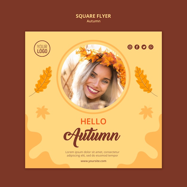 Free PSD autumn ad square flyer template