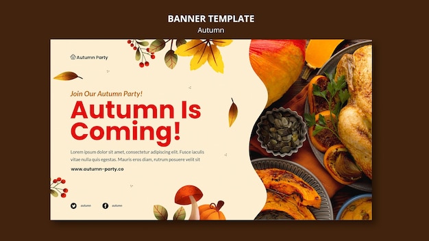 Free PSD autumn banner template with photo