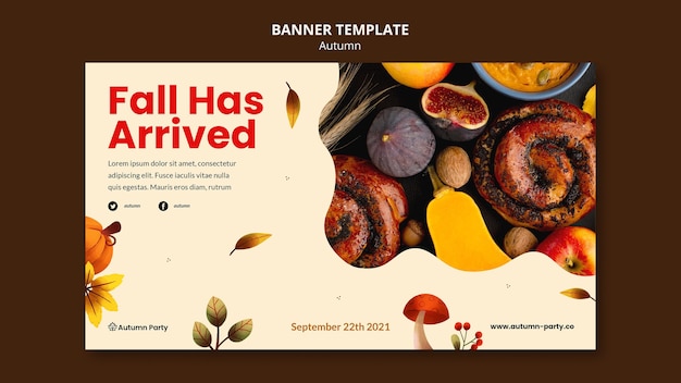 Autumn banner template with photo