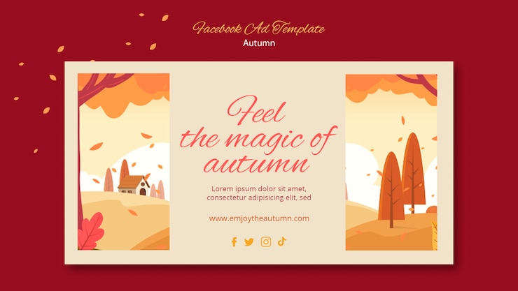 ฟรี PSD autumn celebration social media promo template with landcape