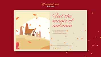 Free PSD autumn celebration youtube cover template with landcape