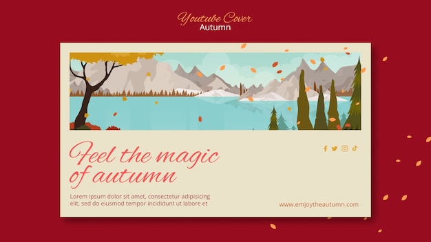 Free PSD autumn celebration youtube cover template with landcape