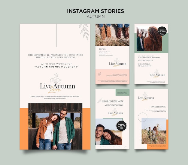 Autumn concept instagram stories  template