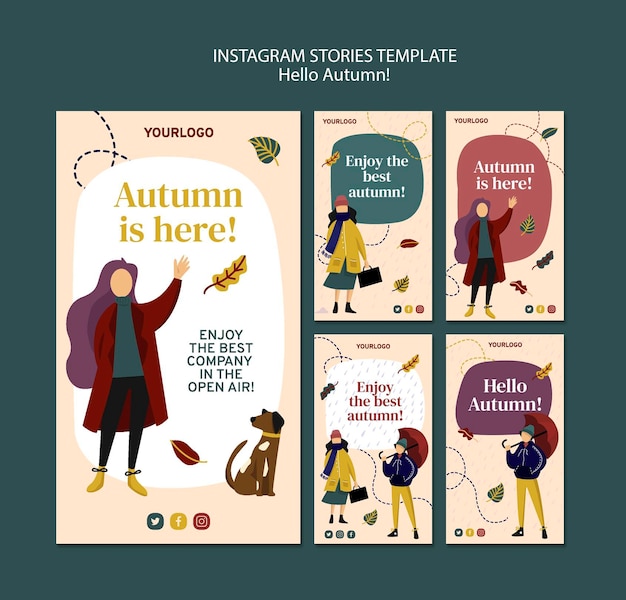 Autumn concept instagram stories template
