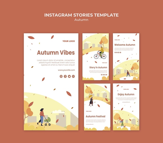 Modello di storie di instagram di concetto di autunno