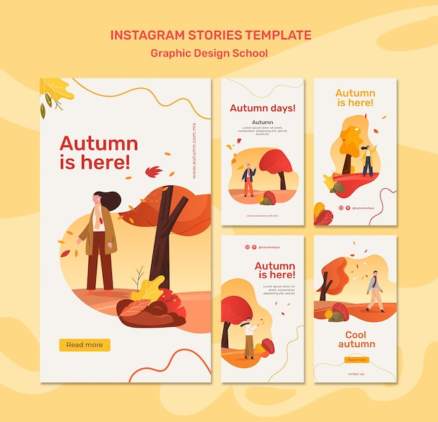 Бесплатный PSD Осенняя концепция instagram рассказы шаблон