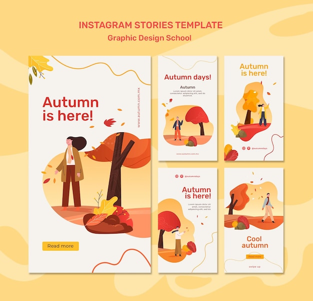 Modello di storie di instagram di concetto di autunno