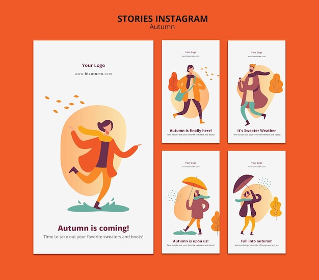 Modello di storie di instagram di concetto di autunno