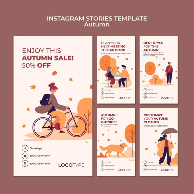 秋のコンセプトInstagramストーリーテンプレート
