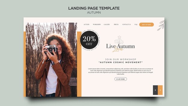 Free PSD autumn concept landing page template