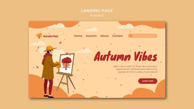 Autumn concept landing page template