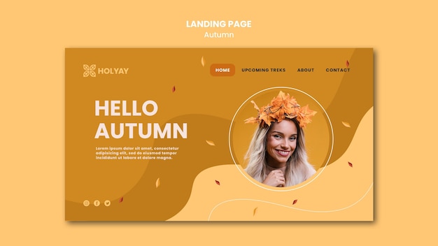 Free PSD autumn concept landing page template