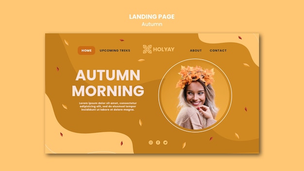 Free PSD autumn concept landing page template