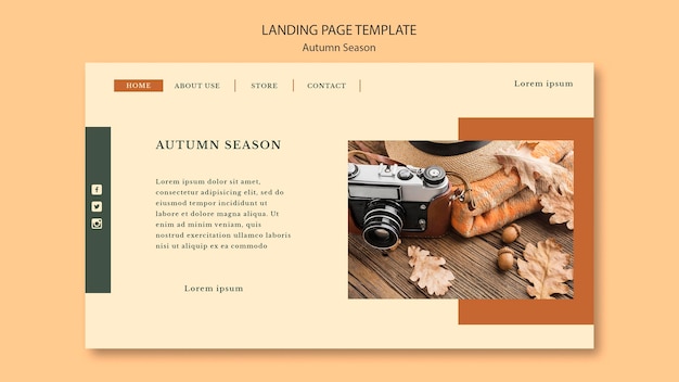 Free PSD autumn concept landing page template