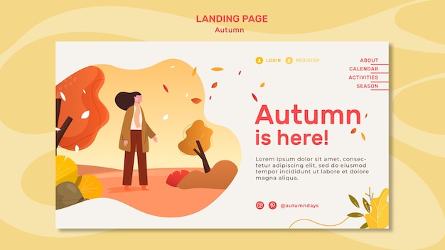 Free PSD autumn concept landing page template