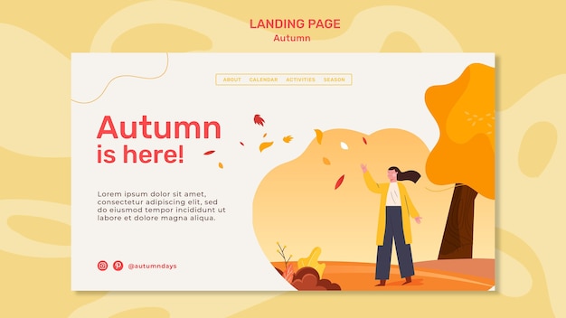 Free PSD autumn concept landing page template