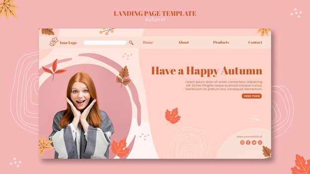 Free PSD autumn concept landing page template