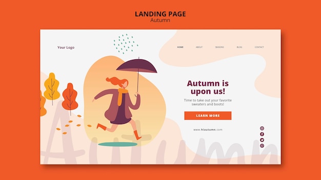 Free PSD autumn concept landing page template