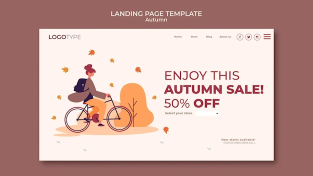 Free PSD autumn concept landing page template