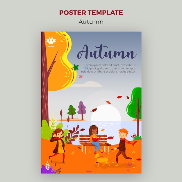 Free PSD autumn concept poster template style